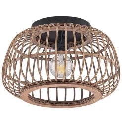 Loftlamper|Loftlamper ^ Lindby loftlampe Bominio, Ø 40 cm, rattan, træ, E27