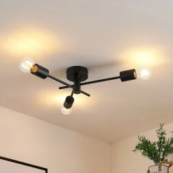 Lindby Gang|Loftlamper > loftlampe Cerros, 3 lyskilder, sort, metal