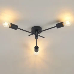 Lindby Gang|Loftlamper > loftlampe Cerros, 3 lyskilder, sort, metal