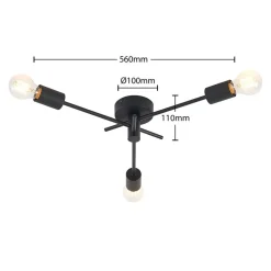 Lindby Gang|Loftlamper > loftlampe Cerros, 3 lyskilder, sort, metal