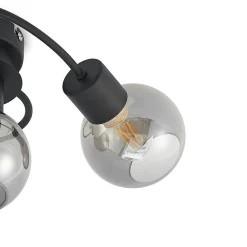 Loftlamper|Loftlamper ^ Lindby loftlampe Ciala, 3 lyskilder, sort, røgfarvet, glas