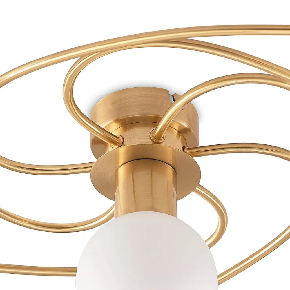 Gang|Loftlamper ^ Lindby loftlampe Ciala, 7 lyskilder, messingfarvet, glas