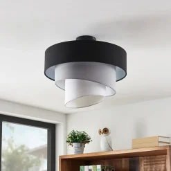 Lindby Gang|Loftlamper > loftlampe Coria, sort/grå/hvid, Ø 40 cm, E27