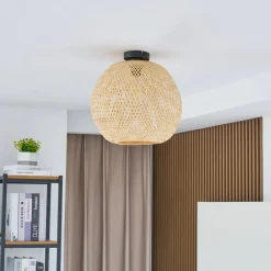 Loftlamper|Loftlamper ^ Lindby loftlampe Dabila, bambus, Ø 35 cm, E27