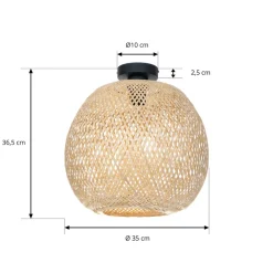Loftlamper|Loftlamper ^ Lindby loftlampe Dabila, bambus, Ø 35 cm, E27