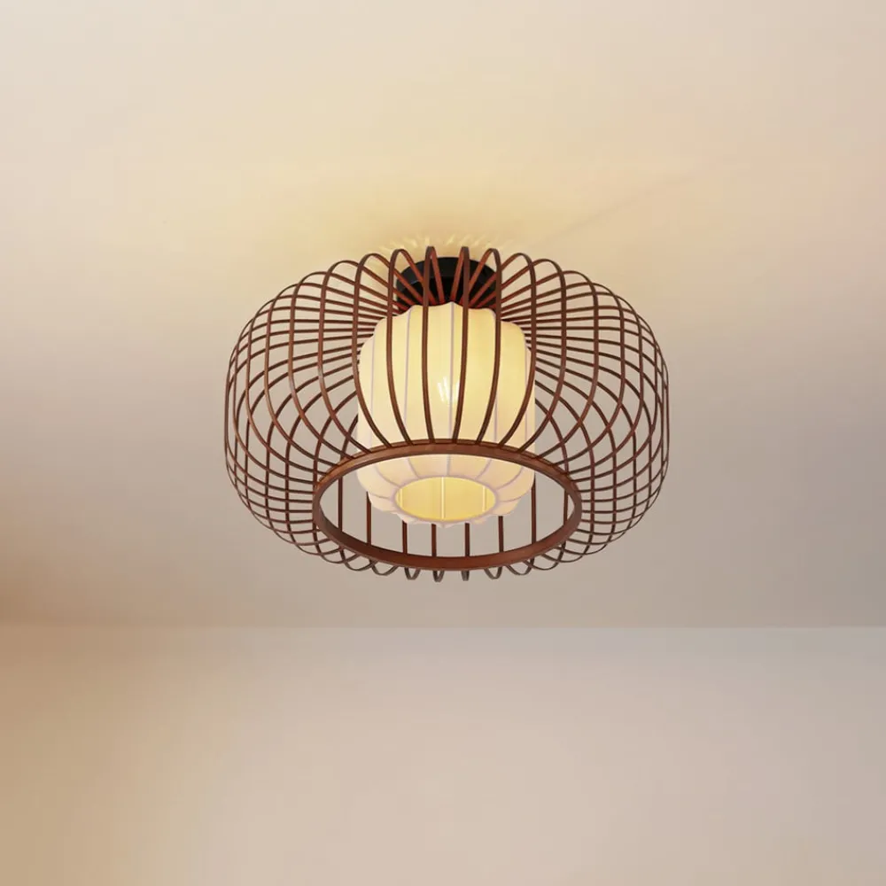 Lindby Loftlamper|Pendellamper > loftlampe Davella, Ø 50 cm, bambus, tekstil