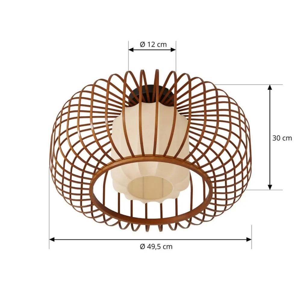 Lindby Loftlamper|Pendellamper > loftlampe Davella, Ø 50 cm, bambus, tekstil