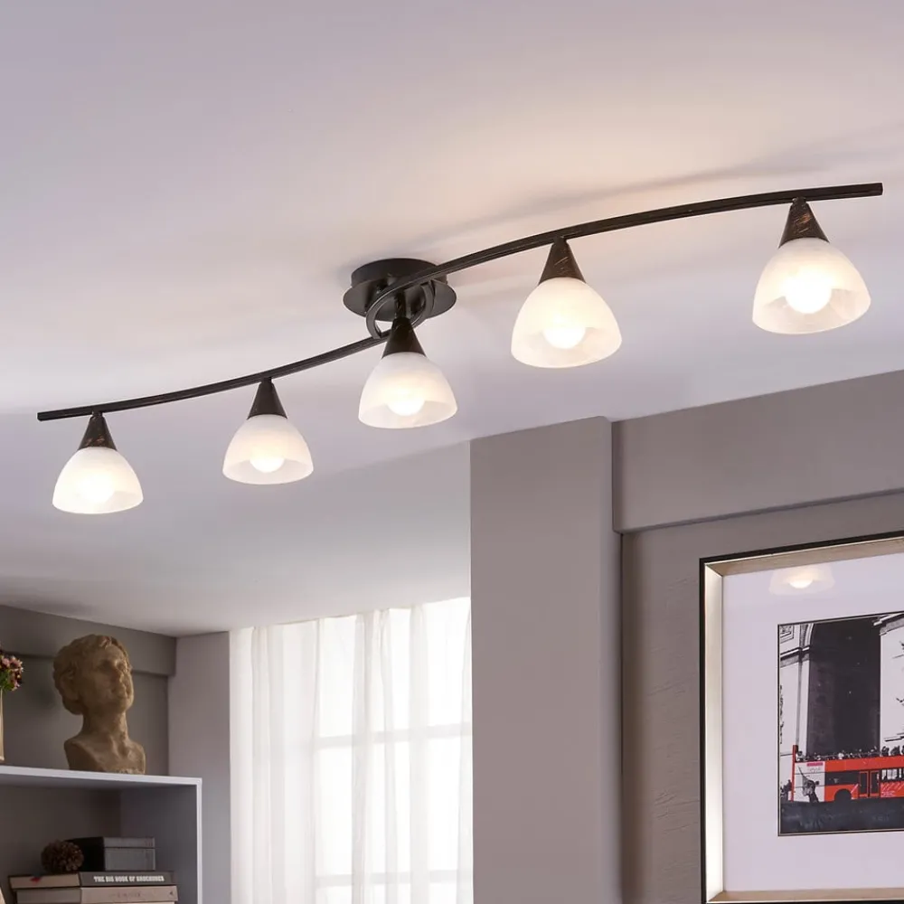 Lindby Gang|Pendellamper > loftlampe Della, sort-guld, 110 cm, 5 lyskilder, E14