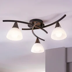 Gang|Loftlamper ^ Lindby loftlampe Della, sort-guld, Ø 58 cm, 3 lyskilder, E14