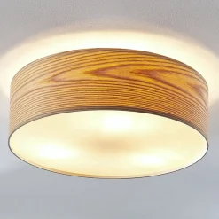 Loftlamper|Loftlamper ^ Lindby loftlampe Dominic, Ø 45 cm, 3 lyskilder, træ
