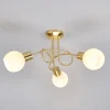 Loftlamper|Loftlamper ^ Lindby loftlampe Elaina, Ø52cm, 3 lyskilder, messing, glas, E14