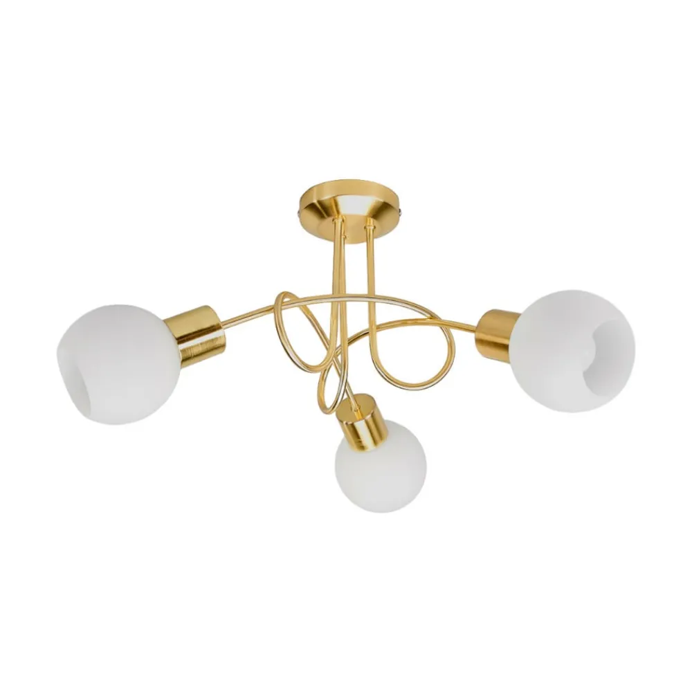 Loftlamper|Loftlamper ^ Lindby loftlampe Elaina, Ø52cm, 3 lyskilder, messing, glas, E14