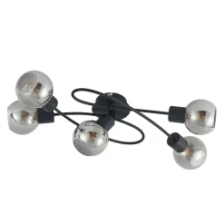 Loftlamper|Loftlamper ^ Lindby loftlampe Elaina, 66 cm, 5 lyskilder, sort/røget, E14