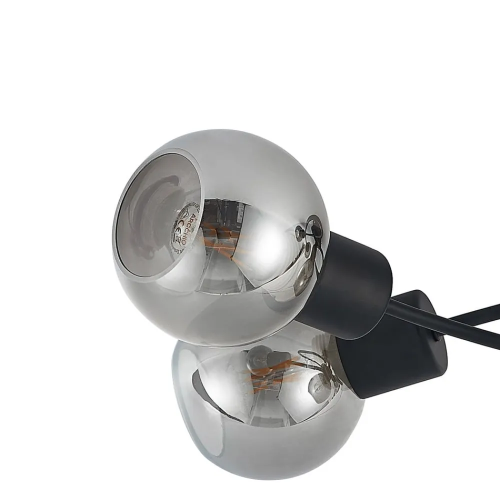 Loftlamper|Loftlamper ^ Lindby loftlampe Elaina, 66 cm, 5 lyskilder, sort/røget, E14