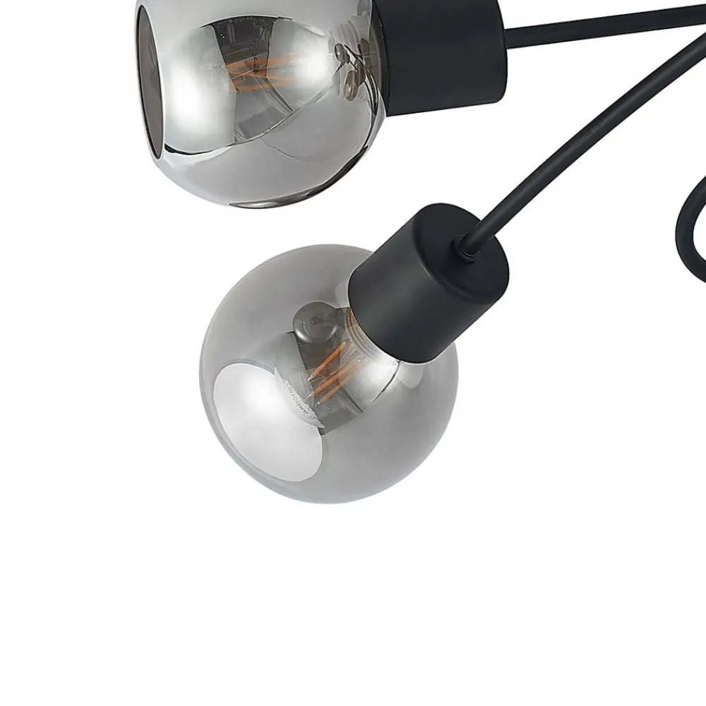 Loftlamper|Loftlamper ^ Lindby loftlampe Elaina, 66 cm, 5 lyskilder, sort/røget, E14