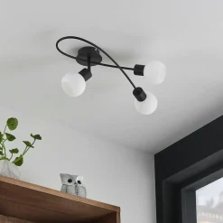 Lindby Loftlamper|Loftlamper > loftlampe Elaina, 54 cm, 3 lyskilder, sort/hvid, E14