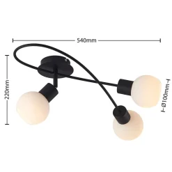 Lindby Loftlamper|Loftlamper > loftlampe Elaina, 54 cm, 3 lyskilder, sort/hvid, E14