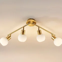 Lindby Gang|Loftlamper > loftlampe Elaina, 70 cm, 4 lyskilder, messing, glas, E14