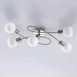 Lindby Gang|Loftlamper > loftlampe Elaina, 65 cm, 5 lyskilder, nikkel, glas, E14