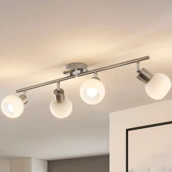Lindby Gang|Loftlamper > loftlampe Elaina, 70 cm, 4 lyskilder, nikkel, glas, E14