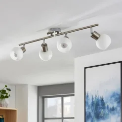 Lindby Gang|Loftlamper > loftlampe Elaina, 70 cm, 4 lyskilder, nikkel, glas, E14