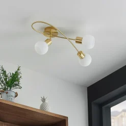 Gang|Loftlamper ^ Lindby loftlampe Elaina, 54 cm, 3 lyskilder, messing, glas, E14