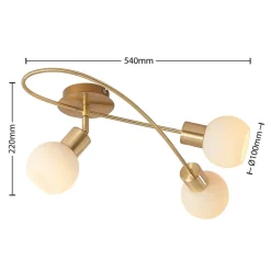 Gang|Loftlamper ^ Lindby loftlampe Elaina, 54 cm, 3 lyskilder, messing, glas, E14