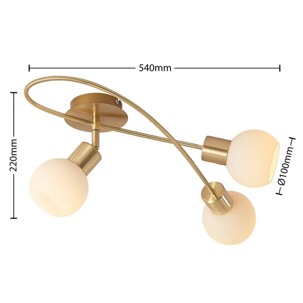 Gang|Loftlamper ^ Lindby loftlampe Elaina, 54 cm, 3 lyskilder, messing, glas, E14
