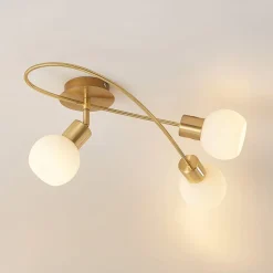 Gang|Loftlamper ^ Lindby loftlampe Elaina, 54 cm, 3 lyskilder, messing, glas, E14