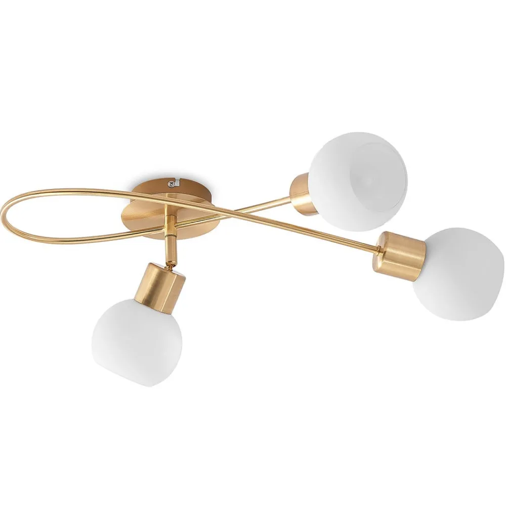 Gang|Loftlamper ^ Lindby loftlampe Elaina, 54 cm, 3 lyskilder, messing, glas, E14