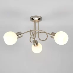 Lindby Gang|Loftlamper > loftlampe Elaina, Ø 38cm, 3 lyskilder, nikkel, glas, E14