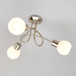 Lindby Gang|Loftlamper > loftlampe Elaina, Ø 38cm, 3 lyskilder, nikkel, glas, E14