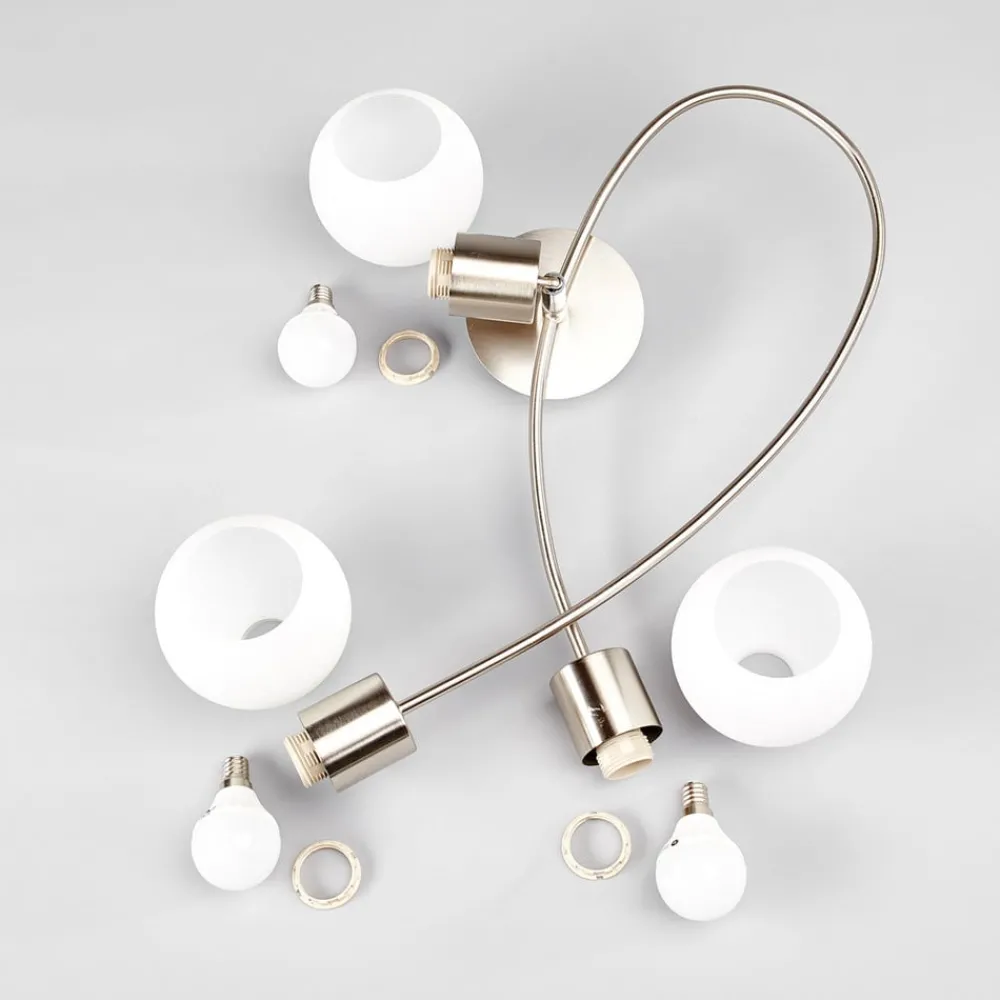 Lindby Gang|Loftlamper > loftlampe Elaina, 50 cm, 3 lyskilder, nikkel, glas, E14
