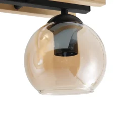 Lindby Gang|Loftlamper > loftlampe Enrique, amber, 3 lyskilder, glas, træ, E27