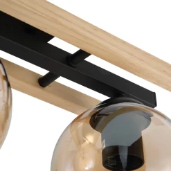 Lindby Gang|Loftlamper > loftlampe Enrique, amber, 3 lyskilder, glas, træ, E27