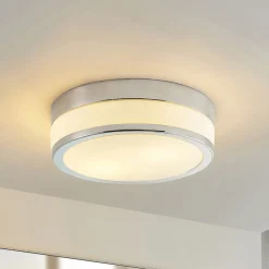 Lindby Loftlamper|Loftlamper > Loftlampe Flavi, Ø 28 cm, krom, glas, IP44, E27