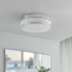 Lindby Loftlamper|Loftlamper > Loftlampe Flavi, Ø 28 cm, krom, glas, IP44, E27