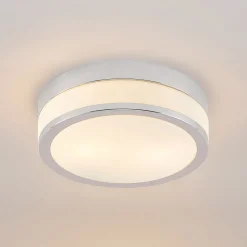 Lindby Loftlamper|Loftlamper > Loftlampe Flavi, Ø 28 cm, krom, glas, IP44, E27
