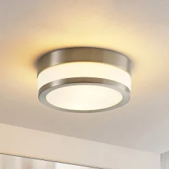 Lindby Loftlamper > Loftlampe Flavi, Ø 23 cm, nikkel, glas, IP44, E27