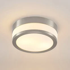 Lindby Loftlamper > Loftlampe Flavi, Ø 23 cm, nikkel, glas, IP44, E27