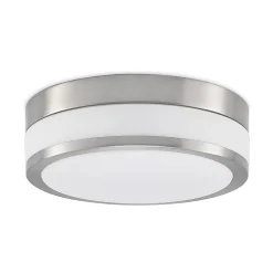 Loftlamper ^ Lindby Loftlampe Flavi, Ø 28 cm, nikkel, glas, IP44, E27