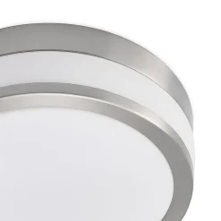 Loftlamper ^ Lindby Loftlampe Flavi, Ø 28 cm, nikkel, glas, IP44, E27