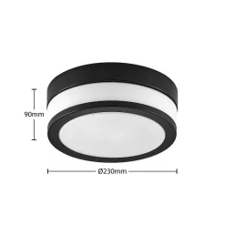 Lindby Gang|Loftlamper > loftlampe Flavi, Ø 23 cm, sort, glas, IP44, E27