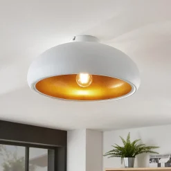 Lindby Gang|Loftlamper > loftlampe Gerwina, hvid/guld, metal, 40 cm, E27