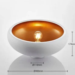 Lindby Gang|Loftlamper > loftlampe Gerwina, hvid/guld, metal, 40 cm, E27