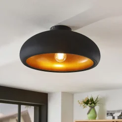 Lindby Gang|Loftlamper > loftlampe Gerwina, sort/guld, metal, 40 cm, E27
