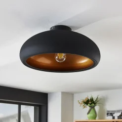 Lindby Gang|Loftlamper > loftlampe Gerwina, sort/guld, metal, 40 cm, E27