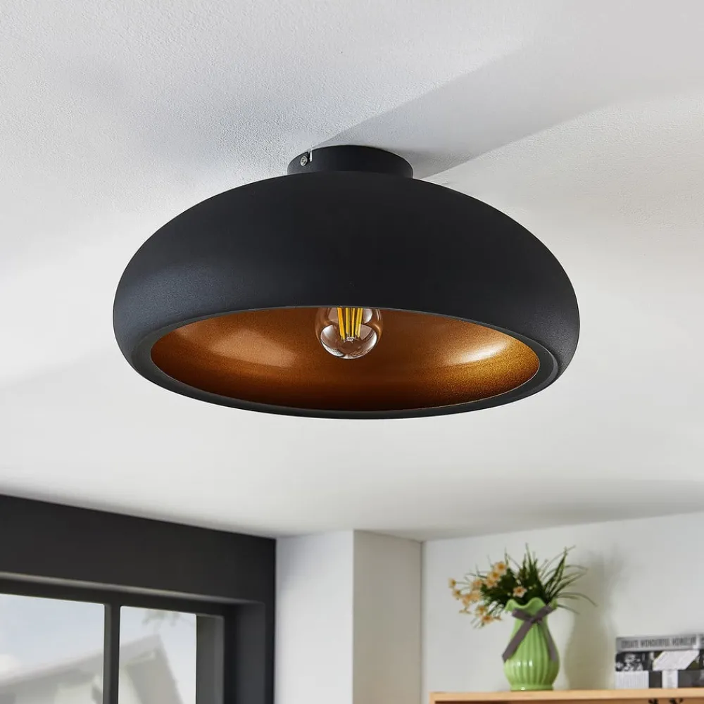 Lindby Gang|Loftlamper > loftlampe Gerwina, sort/guld, metal, 40 cm, E27