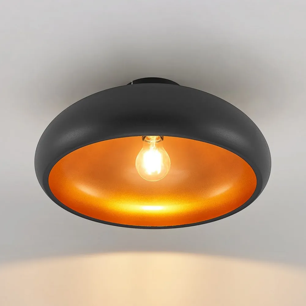 Lindby Gang|Loftlamper > loftlampe Gerwina, sort/guld, metal, 40 cm, E27