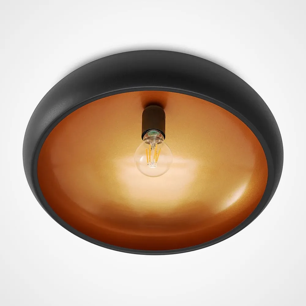 Lindby Gang|Loftlamper > loftlampe Gerwina, sort/guld, metal, 40 cm, E27